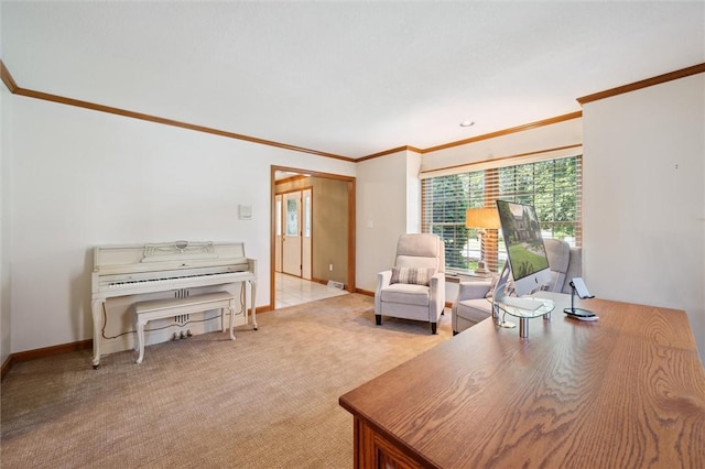 205 Elmhurst Cir, Cranberry Twp, PA 16066 - living area featuring crown molding and light carpet