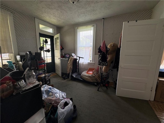 150 N Ave E, Pittsburgh, PA 15112 - bedroom with wallpapered walls, multiple windows, and a textured ceiling