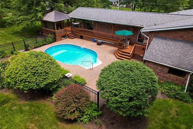 426 Unionville Rd, Franklin Twp, PA 16001 - view of pool featuring a wooden deck, a fenced backyard, and a patio area