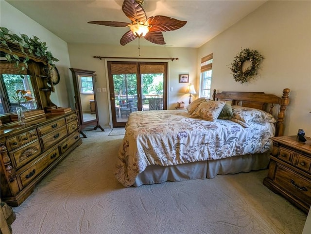 426 Unionville Rd, Franklin Twp, PA 16001 - bedroom featuring light carpet, access to outside, and a ceiling fan