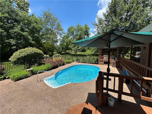 426 Unionville Rd, Franklin Twp, PA 16001 - view of pool with a wooden deck, a patio area, and a fenced backyard