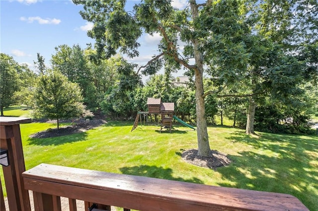 1100 Eleanor Pl, Adams Twp, PA 15044 - view of grassy yard featuring a playground and view of scattered trees