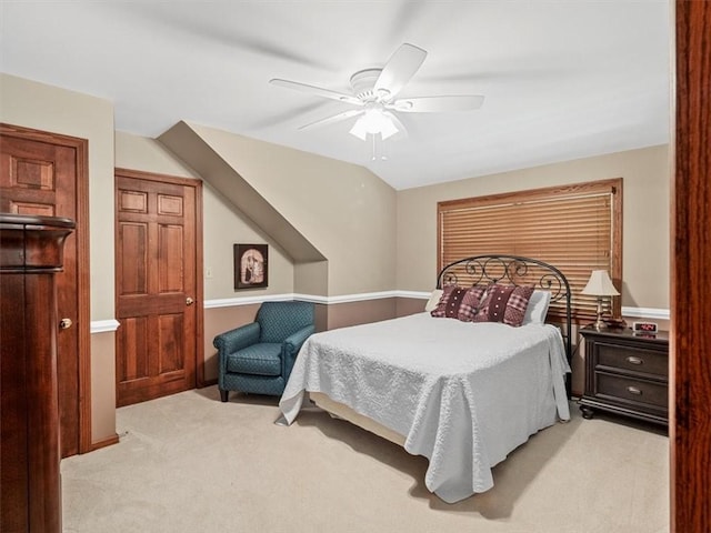 4273 River Rd, North Sewickley Twp, PA 15010 - bedroom with light carpet, a ceiling fan, and vaulted ceiling