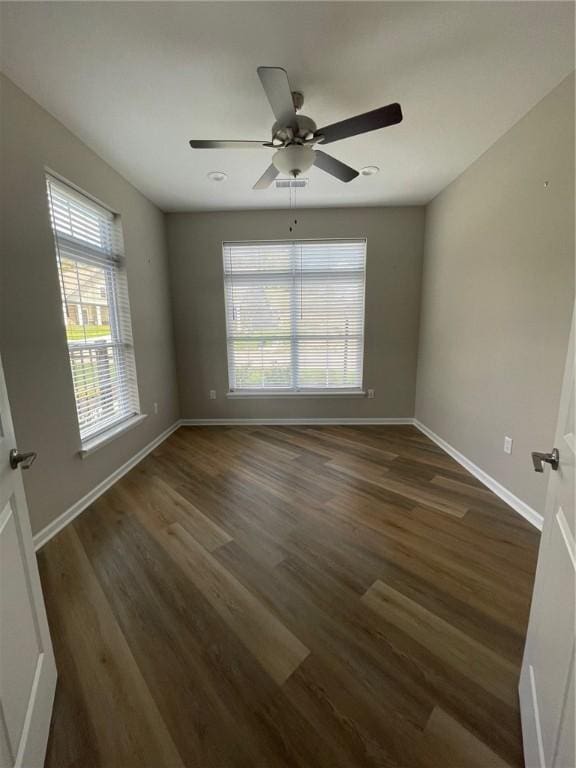 4252 Hawthorn Dr, South Park, PA 15129 - unfurnished room with a ceiling fan and dark wood-type flooring