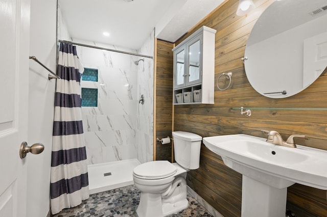 212 Olivia Dr, Plum Boro, PA 15068 - bathroom with wood walls and a shower stall