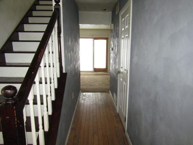 458 Wendel Rd, Hempfield Twp, PA 15642 - stairway featuring wood-type flooring and baseboards