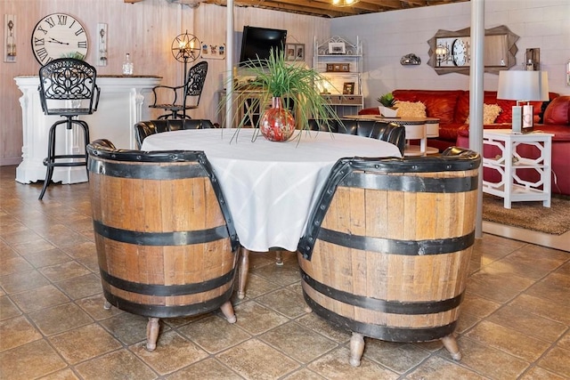 207 High Acres Rd, Lancaster Twp, PA 16037 - dining space featuring wood walls