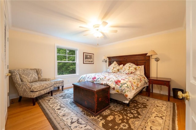 16 Mcdowell Rd, Ligonier Twp, PA 15658 - bedroom featuring wood finished floors, ornamental molding, and a ceiling fan