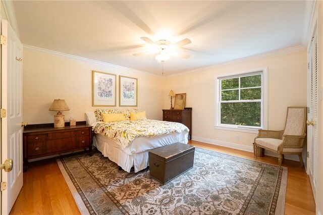 16 Mcdowell Rd, Ligonier Twp, PA 15658 - bedroom featuring wood finished floors, ornamental molding, and a ceiling fan