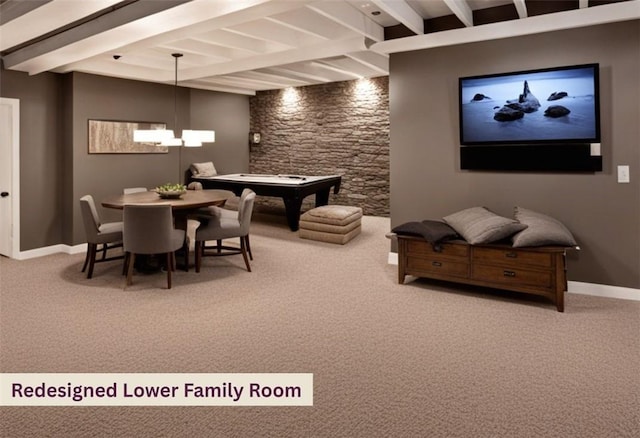 16 Mcdowell Rd, Ligonier Twp, PA 15658 - carpeted dining area featuring beam ceiling