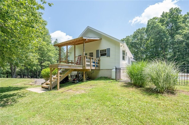 16 Mcdowell Rd, Ligonier Twp, PA 15658 - back of property featuring stairway and a deck