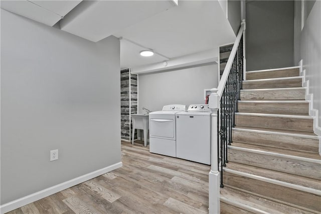 200 Thomas St, West Mifflin, PA 15122 - laundry area with separate washer and dryer and wood finished floors