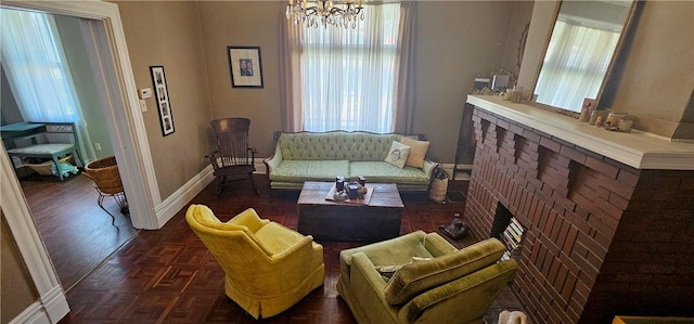 216 N Sprague Ave, Bellevue, PA 15202 - sitting room with a fireplace and a chandelier