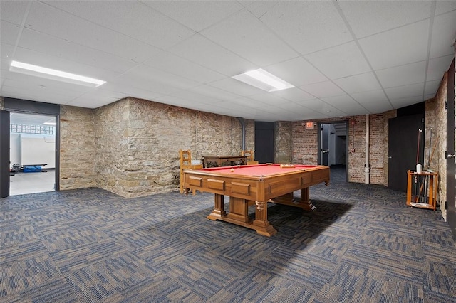 3080 Smallman St, Downtown Pgh, PA 15201 - rec room with a drop ceiling, carpet floors, and billiards table