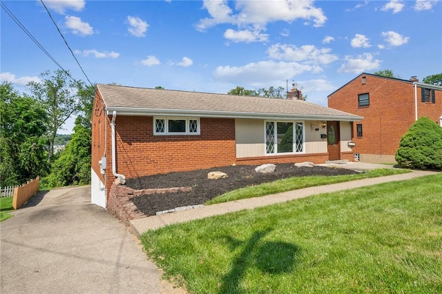 1533 Missouri Ave, South Park, PA 15017 - ranch-style home featuring brick siding, driveway, a chimney, and roof with shingles