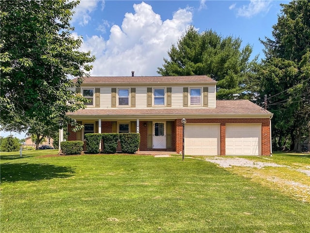 5380 Tuscarawas Rd, Brighton Twp, PA 15009 - view of front of property featuring a front yard, driveway, a garage, brick siding, and a porch