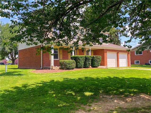 5380 Tuscarawas Rd, Brighton Twp, PA 15009 - obstructed view of property featuring brick siding, a front yard, and an attached garage