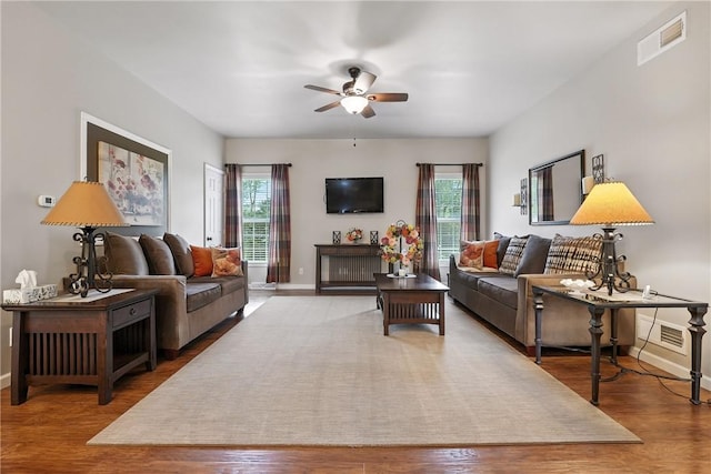 202 Ringneck Meadow Dr, Worth Twp, PA 16057 - living room with a ceiling fan and wood finished floors