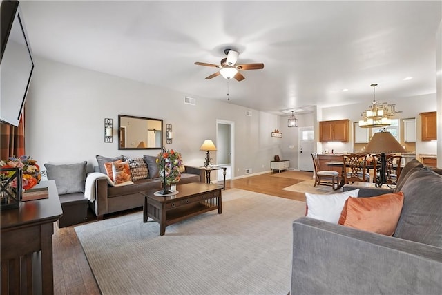 202 Ringneck Meadow Dr, Worth Twp, PA 16057 - living room with ceiling fan, light wood-style floors, and recessed lighting