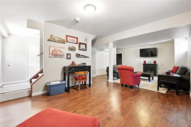 202 Ringneck Meadow Dr, Worth Twp, PA 16057 - living area with wood finished floors and stairway