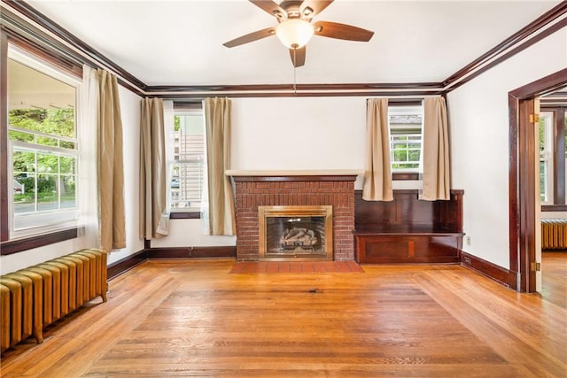 429 S Center Ave, Somerset Boro, PA 15501 - unfurnished living room with radiator, wood finished floors, plenty of natural light, and ornamental molding
