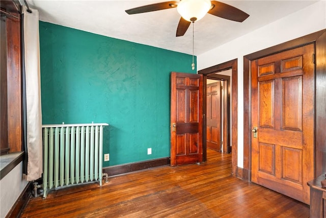 429 S Center Ave, Somerset Boro, PA 15501 - unfurnished bedroom with radiator, hardwood / wood-style floors, and ceiling fan