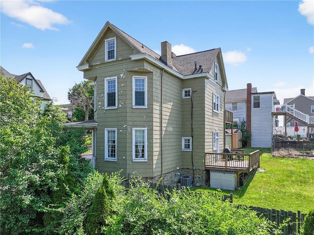 201 La Belle St, Mt Washington, PA 15211 - view of home's exterior with a chimney and a wooden deck