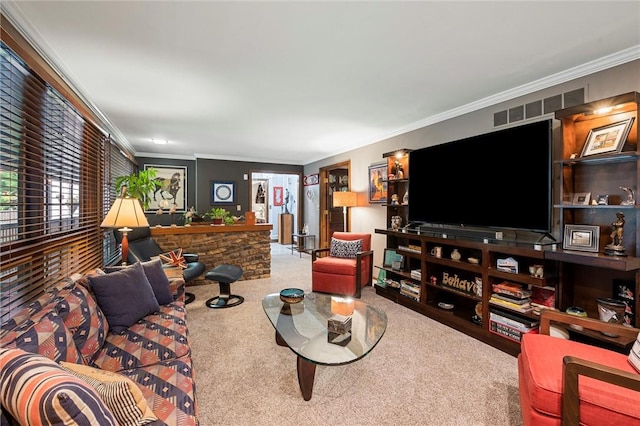 633 Westminster Rd, Hermitage, PA 16148 - carpeted living room featuring crown molding