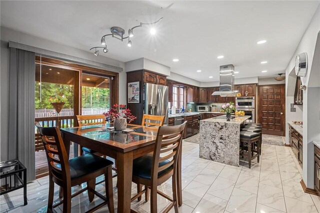 633 Westminster Rd, Hermitage, PA 16148 - dining room with light marble finish floors and recessed lighting