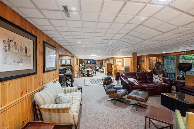 633 Westminster Rd, Hermitage, PA 16148 - carpeted living room featuring wooden walls