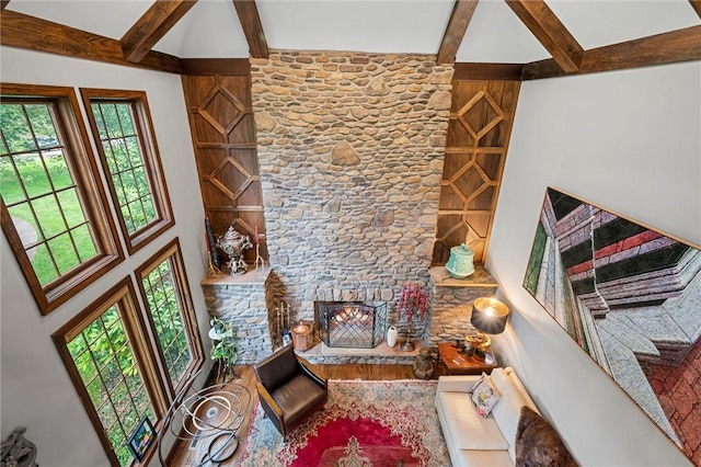 633 Westminster Rd, Hermitage, PA 16148 - living area with beamed ceiling and a high ceiling