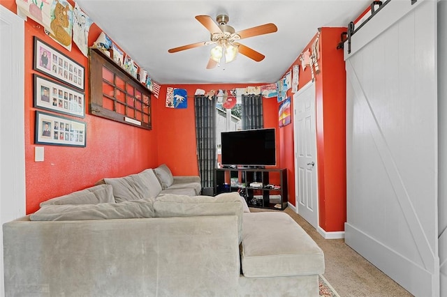1101 6th Ave, Freedom, PA 15042 - living area with a ceiling fan, carpet flooring, and a barn door