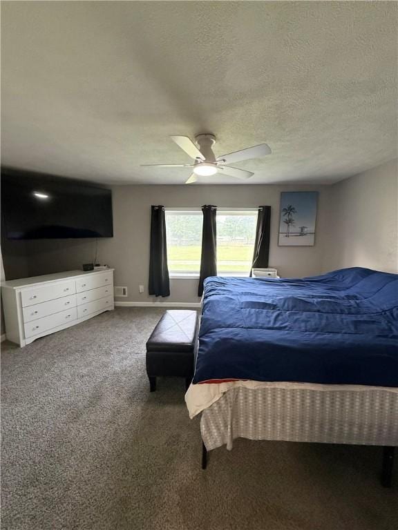 6028 Davidson Rd, Jamestown, PA 16134 - bedroom with carpet flooring, ceiling fan, and a textured ceiling