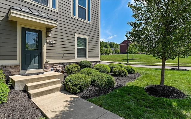 400 Fairmont Dr, Marshall, PA 15090 - doorway to property with stone siding and a yard