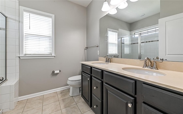 400 Fairmont Dr, Marshall, PA 15090 - full bathroom featuring tiled shower, tile patterned floors, and double vanity