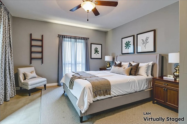 110 Pattison St, Evans City Boro, PA 16033 - bedroom with light tile patterned floors and ceiling fan