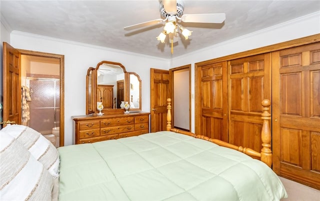 3912 Milton Dr, Richland, PA 15044 - carpeted bedroom with a closet, ceiling fan, and ensuite bathroom