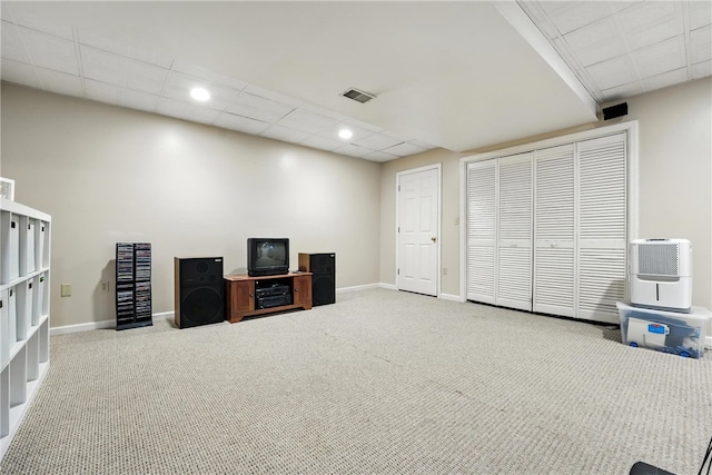 708 Reiser Ct, Cranberry Twp, PA 16066 - unfurnished living room featuring carpet, recessed lighting, and a drop ceiling