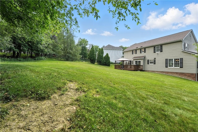 708 Reiser Ct, Cranberry Twp, PA 16066 - view of green lawn with a gazebo and a wooden deck