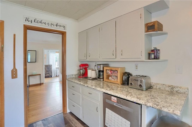 520 38th St, Beaver Falls, PA 15010 - kitchen featuring open shelves and dark wood-type flooring
