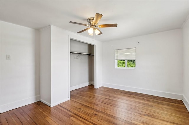 130 Pershing Blvd, Nemacolin, PA 15351 - unfurnished bedroom with hardwood / wood-style flooring, a closet, and a ceiling fan
