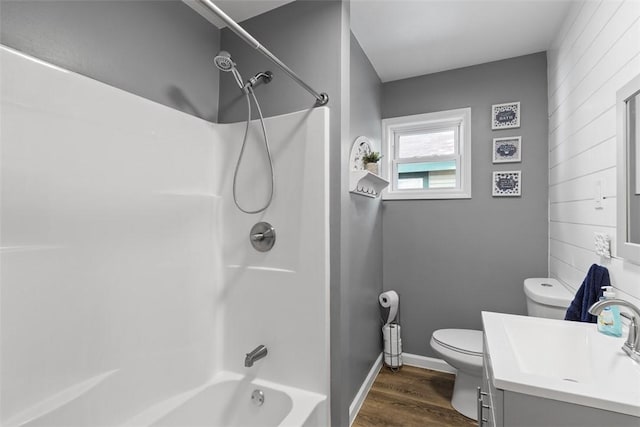 12187 Mantor St, Conneaut Lake, PA 16316 - full bath with vanity, wood finished floors, and shower / bathtub combination
