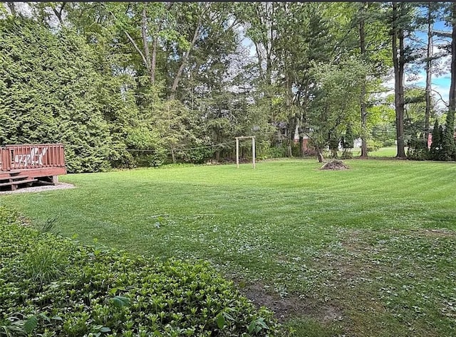 17 Evergreen, Hempfield Twp, PA 16125 - view of grassy yard featuring a deck