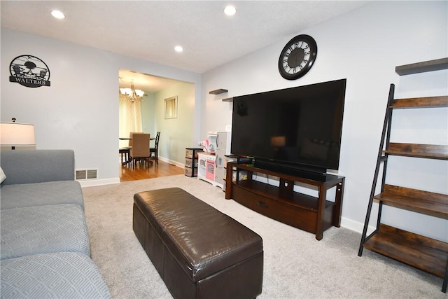 4095 Overlook St, South Park, PA 15129 - living room with a chandelier, carpet, and recessed lighting