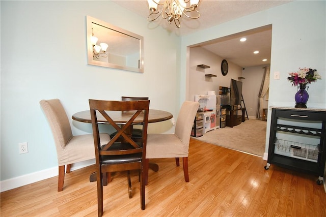 4095 Overlook St, South Park, PA 15129 - dining space with a chandelier, light wood-style floors, and recessed lighting