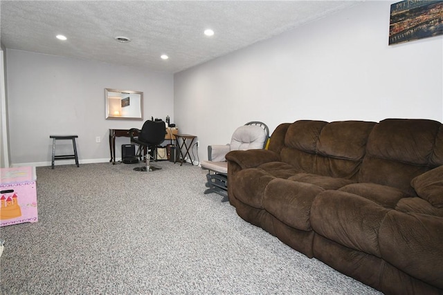 4095 Overlook St, South Park, PA 15129 - living area featuring carpet, recessed lighting, and a textured ceiling
