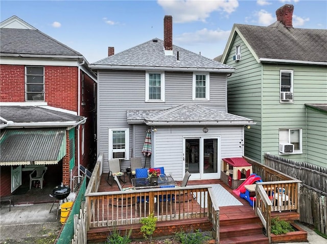 435 Ohio Ave, Glassport, PA 15045 - rear view of house with a deck, a chimney, and cooling unit