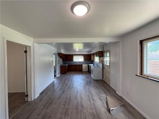 3170 Dutch Ridge Rd, Brighton Twp, PA 15009 - kitchen featuring white appliances, healthy amount of natural light, and dark wood finished floors