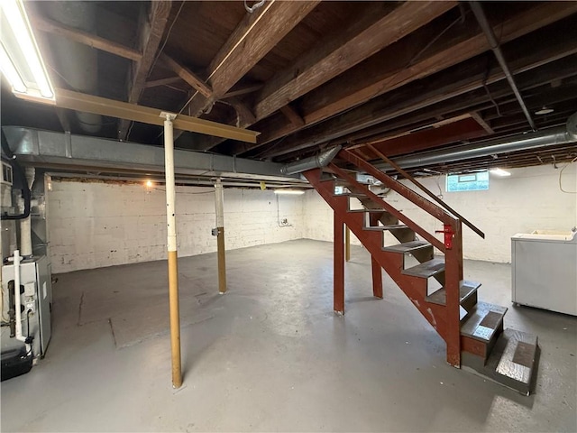 3170 Dutch Ridge Rd, Brighton Twp, PA 15009 - below grade area featuring washer / dryer and stairs