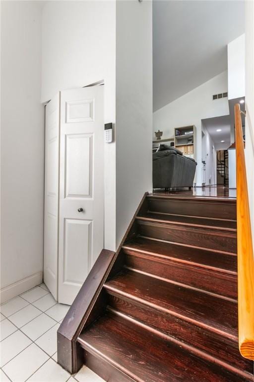 2207 Kenzie Dr, Robinson Twp, PA 15205 - stairway with tile patterned floors and vaulted ceiling
